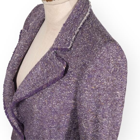 Vintage MARC JACOBS 100%Wool Purple Tweed Blazer Jacket Frayed Hem Classic RARE - Picture 6 of 13